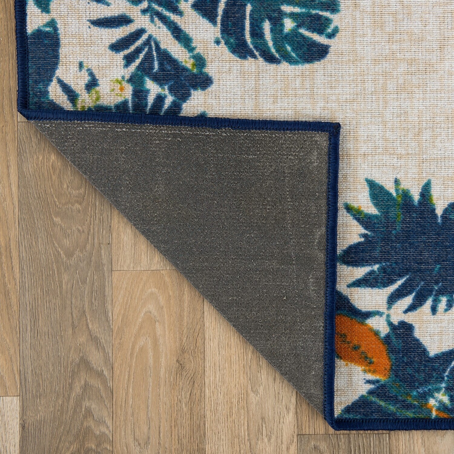 Tapis d'intérieur/extérieur à bordure florale contemporaine