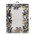 Tapis d'intérieur/extérieur à bordure florale contemporaine