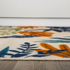 Tapis d'intérieur/extérieur contemporain à motif floral et feuilles
