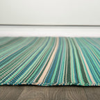 Tapis d'extérieur réversibles en plastique à rayures contemporaines