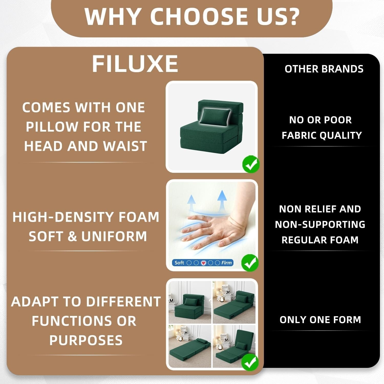 Canapé-lit convertible pliant - Fauteuil-lit moderne en lin avec oreiller et matelas pliable pour salon/dortoir/chambre d'amis