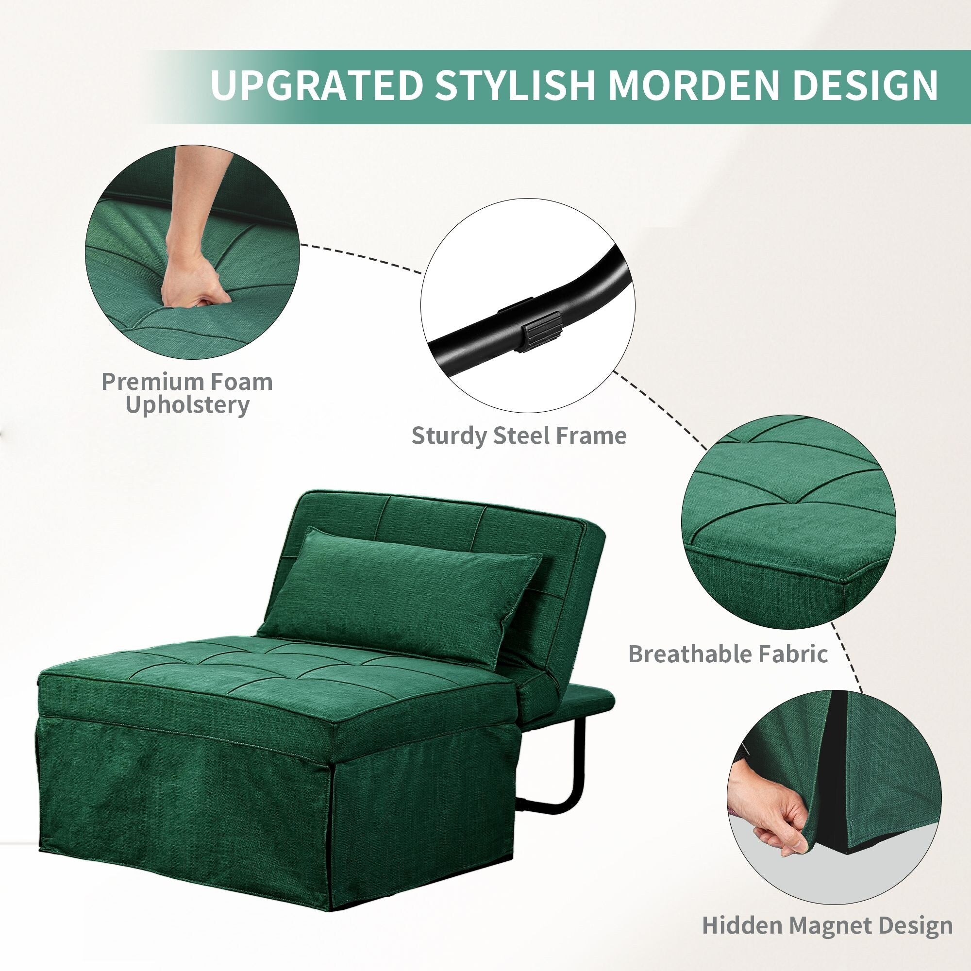 Canapé-lit convertible, canapé-lit, fauteuil inclinable, ottoman, pliable, pour salon