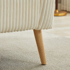 Canapé 2 places rembourré en velours côtelé avec pieds en bois de noyer