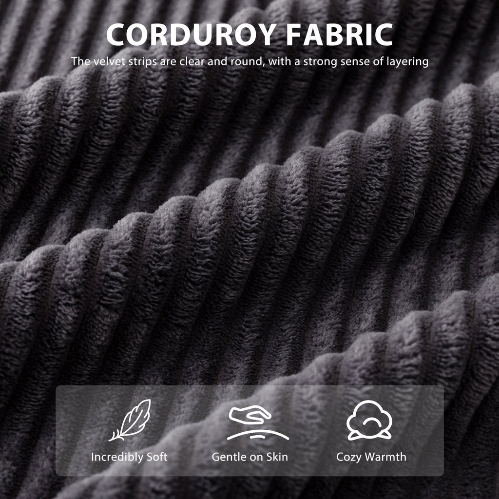 Canapé pouf rembourré en velours côtelé et mousse à mémoire de forme avec pouf - 48,4 L x 67,7 l x 24,4 H