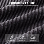 Canapé pouf rembourré en velours côtelé et mousse à mémoire de forme avec pouf - 48,4 L x 67,7 l x 24,4 H