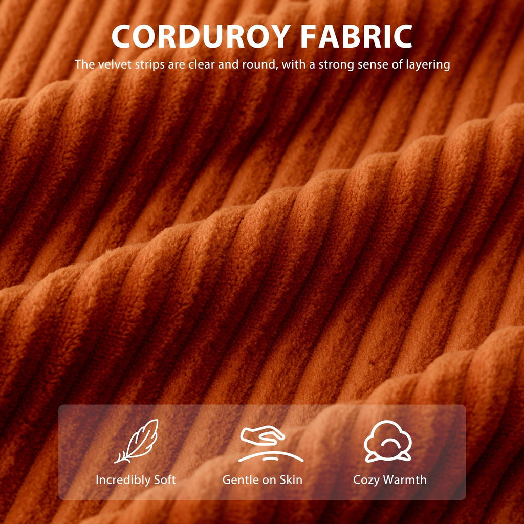 Canapé pouf rembourré en velours côtelé et mousse à mémoire de forme avec pouf - 48,4 L x 67,7 l x 24,4 H