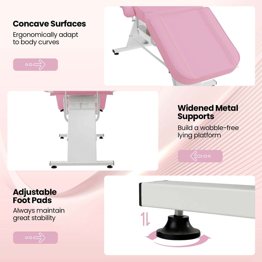 Lit de massage Costway 72 avec tabouret hydraulique, dossier réglable et