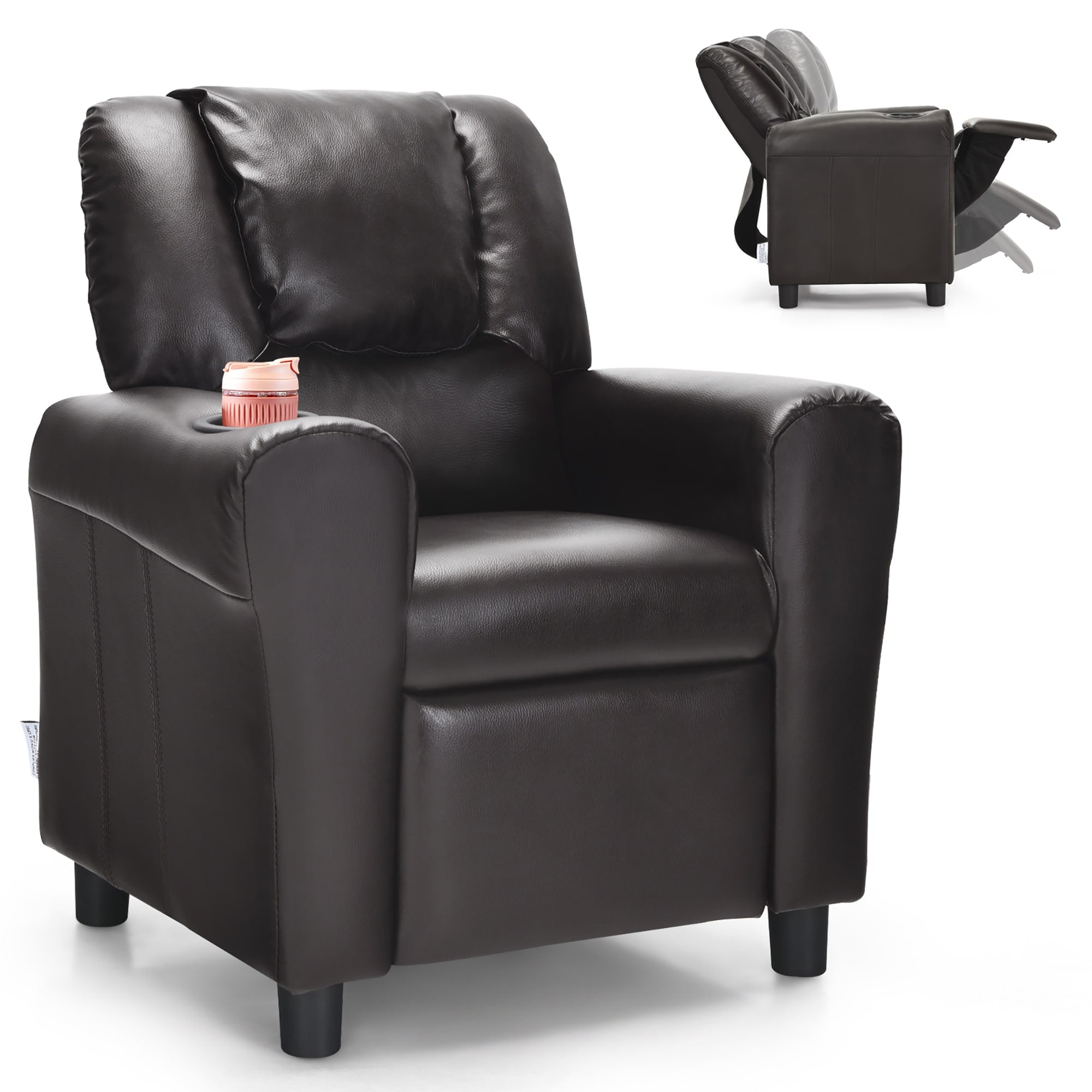 Fauteuil inclinable pour enfants Costway en cuir synthétique avec accoudoirs et repose-pieds