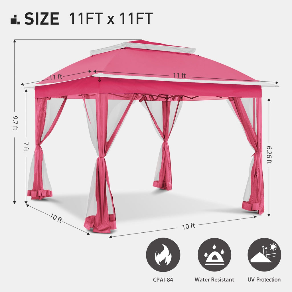 Gazebo escamotable en acier Cozywor de 11 pi x 11 pi avec moustiquaire