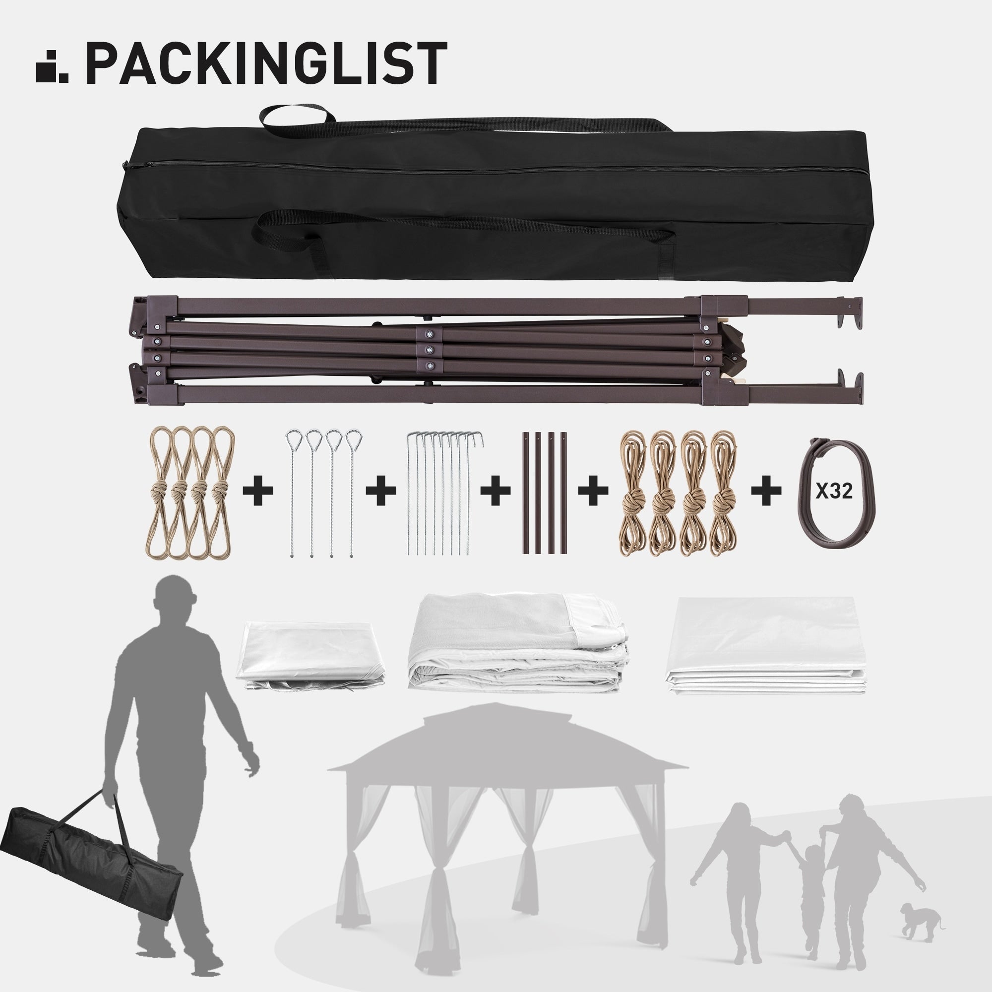 Gazebo escamotable en acier Cozywor de 11 pi x 11 pi avec moustiquaire