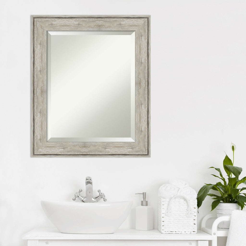 Miroir mural biseauté pour salle de bain - Cadre métallique craquelé