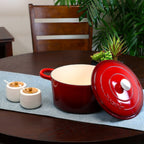Cocotte ronde en fonte à double poignée Craftsman de 7 litres, couleur rouge poivre