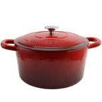 Cocotte ronde en fonte à double poignée Craftsman de 7 litres, couleur rouge poivre
