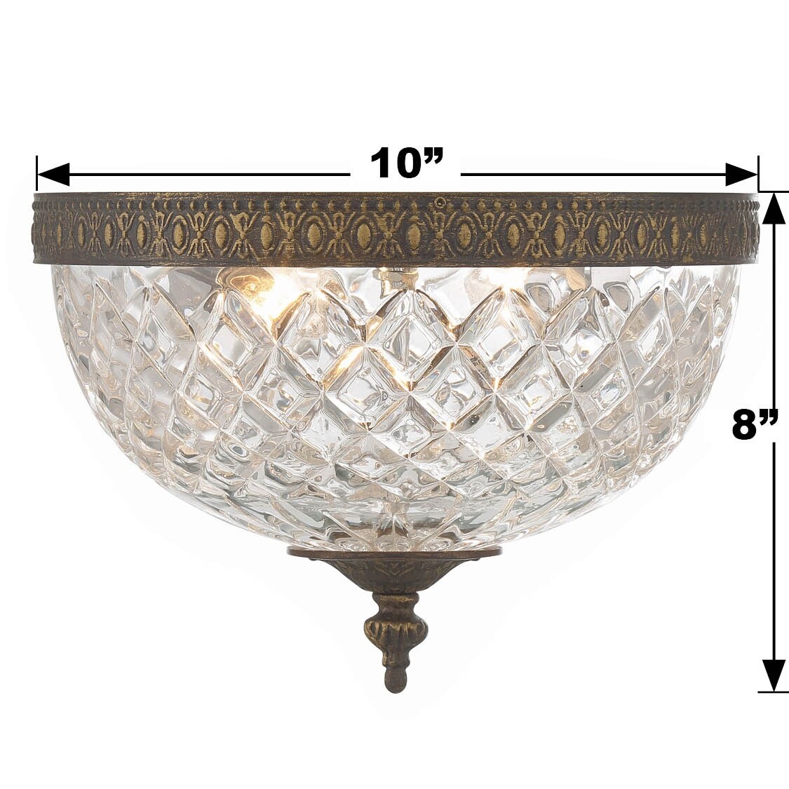Plafonnier en cristal Crystorama à 2 lampes - 10 L x 8 H x 10 P