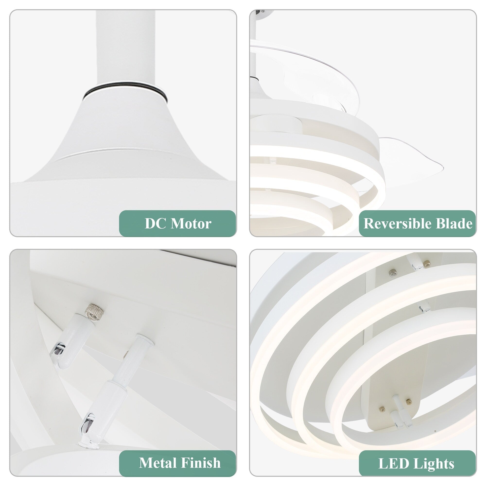 Ventilateur de plafond rétractable Cusp Barn 42 avec lumières et télécommande DIY Forme Fandelier Moderne Silencieux Moteur CC Plafonnier LED