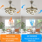 Ventilateur de plafond rétractable Cusp Barn 42 avec lumières et télécommande DIY Forme Fandelier Moderne Silencieux Moteur CC Plafonnier LED