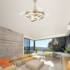 Ventilateur de plafond rétractable Cusp Barn 42 avec lumières et télécommande DIY Forme Fandelier Moderne Silencieux Moteur CC Plafonnier LED