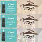 Ventilateur de plafond rétractable Cusp Barn 42 avec lumières et télécommande DIY Forme Fandelier Moderne Silencieux Moteur CC Plafonnier LED