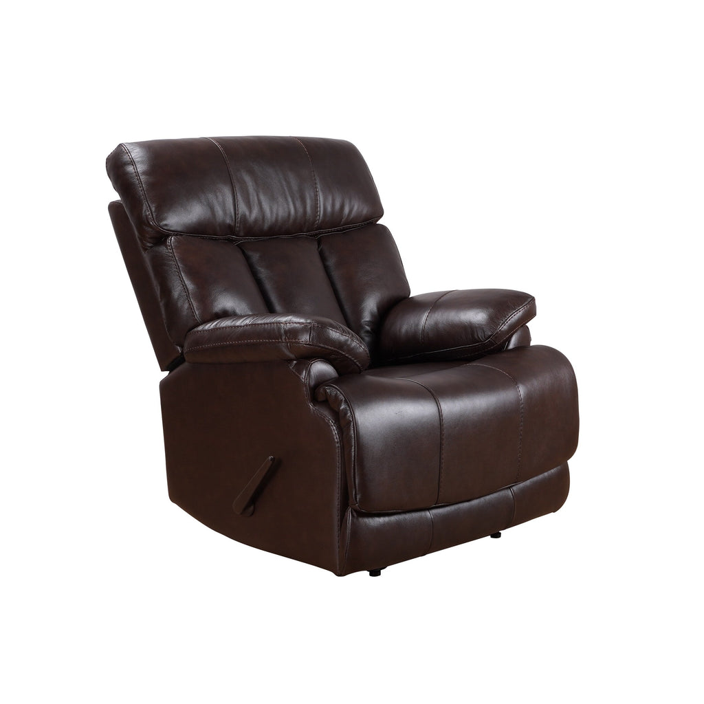 Fauteuil inclinable manuel extensible avec repose-pieds en cuir véritable marron de qualité supérieure Davin