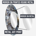 Miroir rond Designart Gold Constructing Blue Realms I Formes abstraites - Miroir de salon bleu moderne