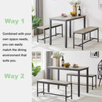 Ensemble table à manger, table de bar en bois, table de cuisine avec 2 bancs - 3 pièces