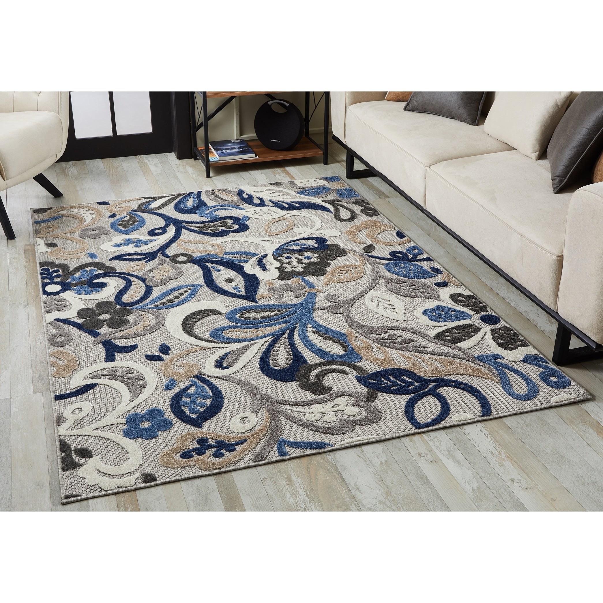 Tapis d'intérieur/extérieur à motif floral Domani Napa