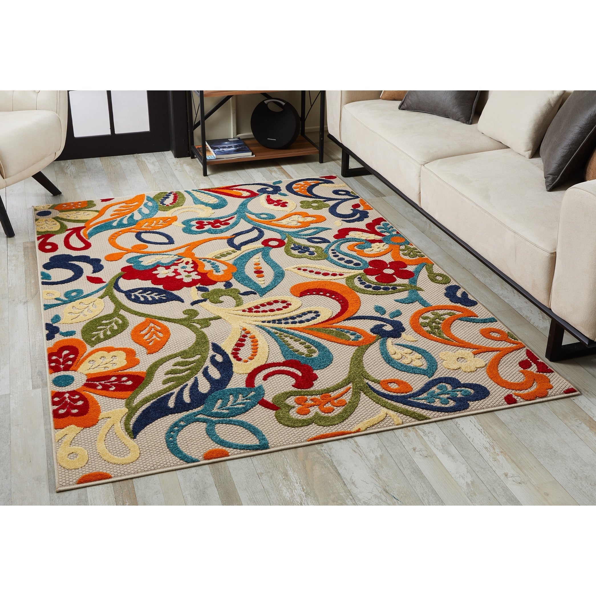 Tapis d'intérieur/extérieur à motif floral Domani Napa