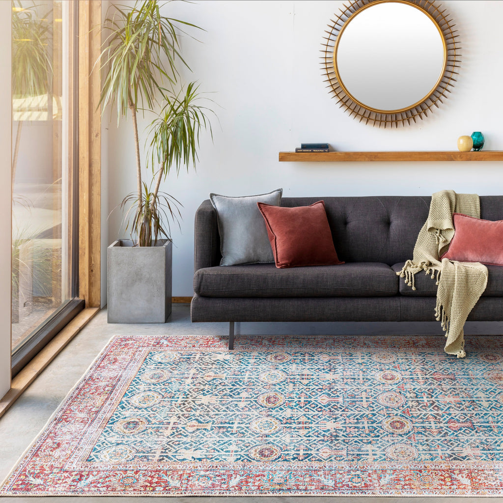 Tapis Domitian traditionnel vintage lavable en machine, tissé artistiquement