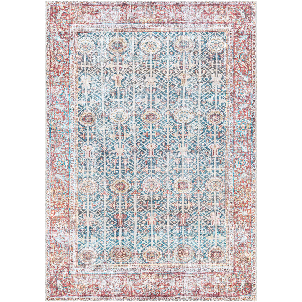 Tapis Domitian traditionnel vintage lavable en machine, tissé artistiquement
