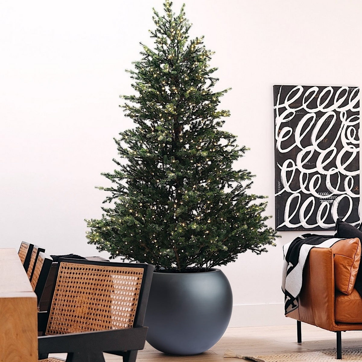 Jardinière sphérique moderne en fibre de pierre Riverside de DreamPatio pour intérieur/extérieur