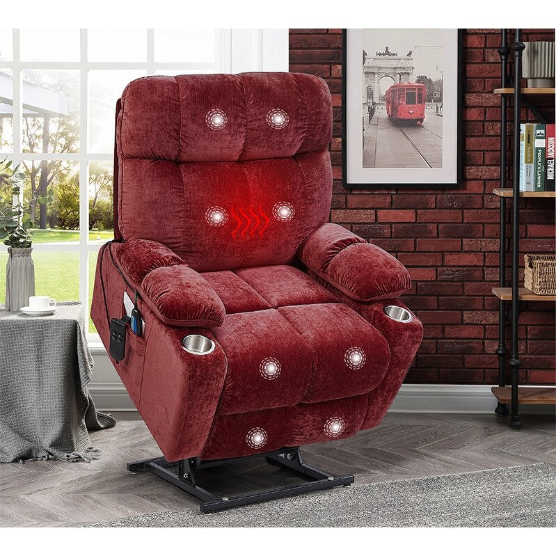Fauteuil releveur motorisé OKIN à double moteur pour seniors avec chauffage, massage, inclinaison à 180° et dossier/repose-pieds réglables