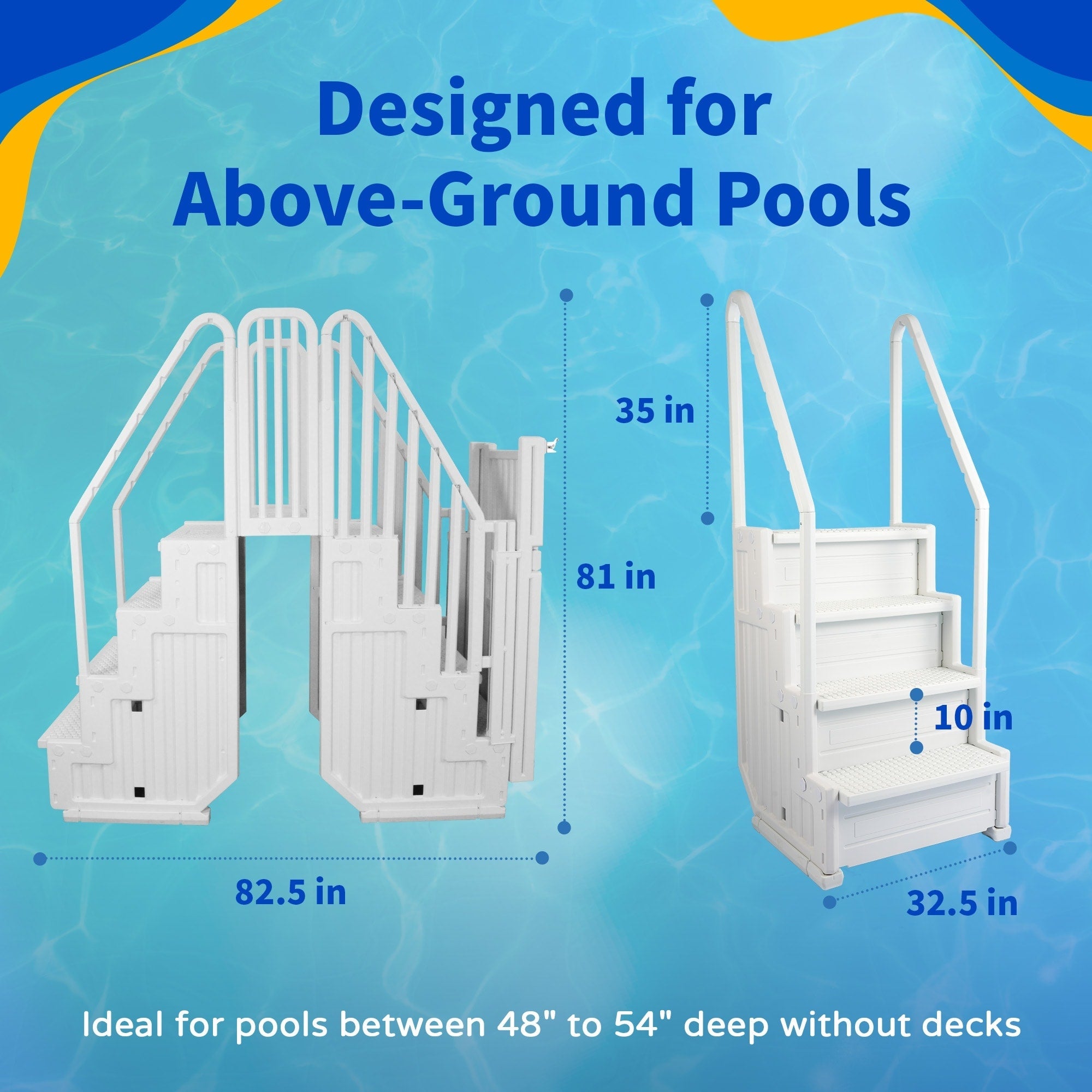 Système d'accès facile à la piscine avec barrière – 82,5 po L x 82,5 po P x 81 po H