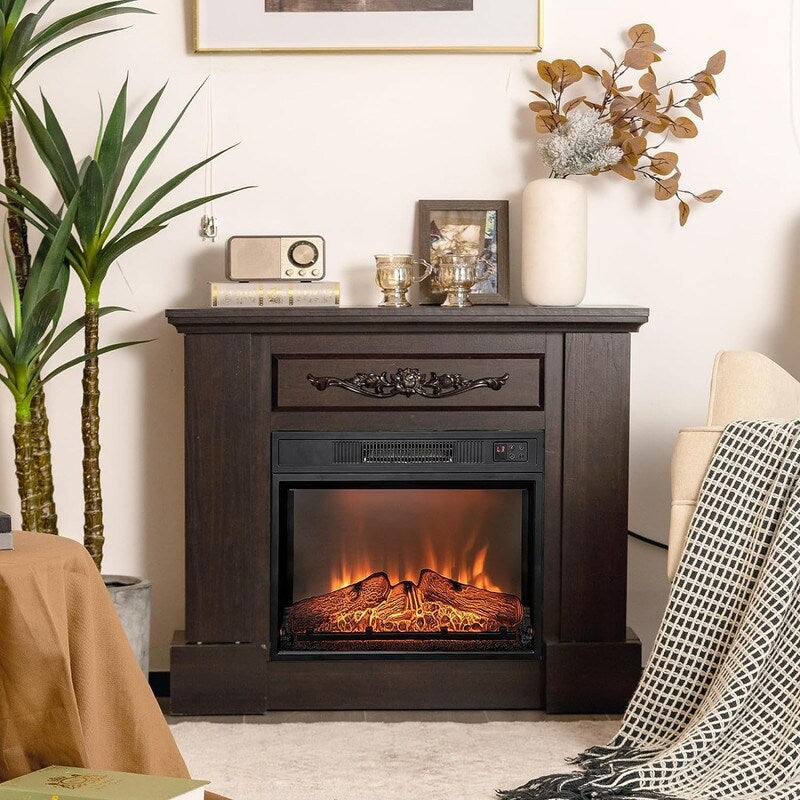 Foyer électrique encastrable avec chauffage réglable, luminosité, minuterie et protection contre la surchauffe, 1 400 W, homologué CSA