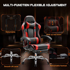 Fauteuil de jeu ergonomique pivotant à 360° en cuir PU avec repose-pieds, appui-tête, soutien lombaire et hauteur réglable