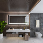 Miroir de salle de bain extra large avec éclairage LED, antibuée, 3 couleurs