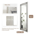 Miroir de sol rustique de style ferme avec cadre en bois - 65 x 24