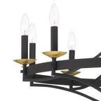 Lustre Empire à 12 lumières de style ferme moderne Fidenza avec roue de chariot et UL - D40'' * H135''