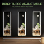 Miroir de sol avec éclairage LED, 64 x 21, miroir pleine longueur avec support, miroir suspendu, miroir mural, miroir intégral