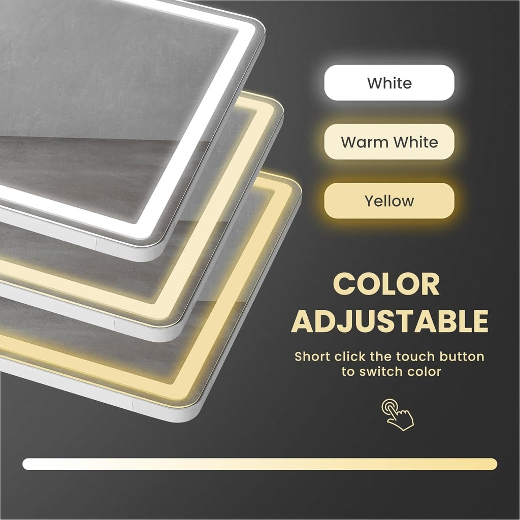 Miroir de sol avec éclairage LED, 64 x 21, miroir pleine longueur avec support, miroir suspendu, miroir mural, miroir intégral