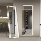 Miroir de sol avec éclairage LED, 64 x 21, miroir pleine longueur avec support, miroir suspendu, miroir mural, miroir intégral