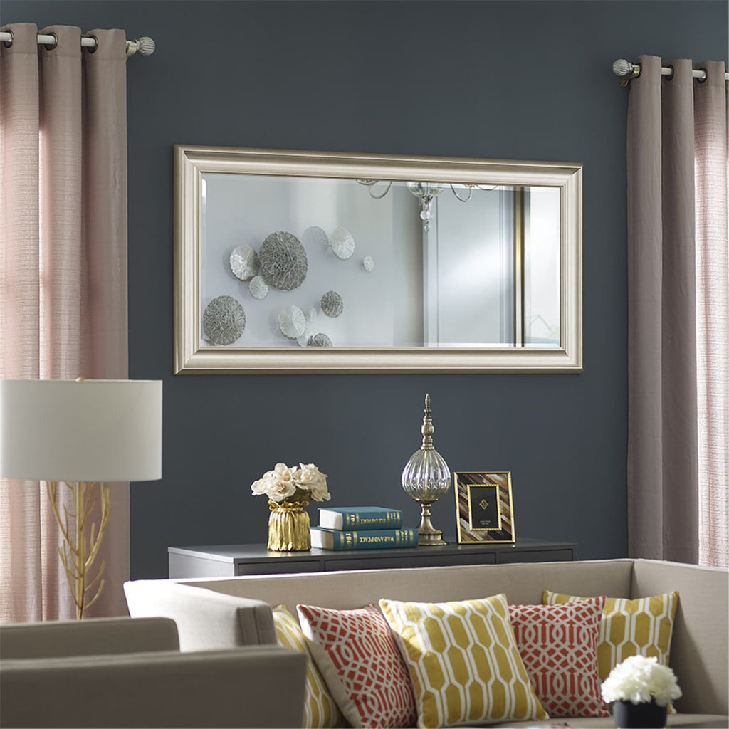 Miroir de sol encadré pleine longueur - Grand miroir rectangulaire sur pied, miroir intégral pour chambre et dressing