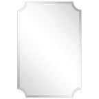 Miroir mural biseauté festonné rectangulaire sans cadre, pour salle de bain, coiffeuse, chambre à coucher, 1 bord biseauté - Transparent