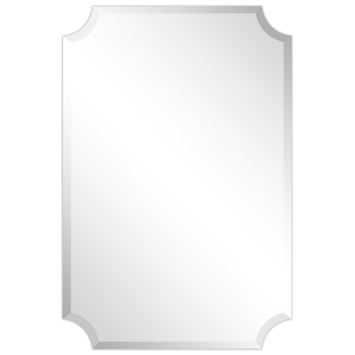Miroir mural biseauté festonné rectangulaire sans cadre, pour salle de bain, coiffeuse, chambre à coucher, 1 bord biseauté - Transparent