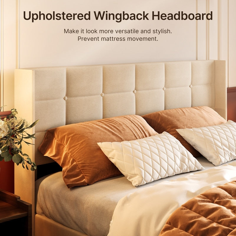 Cadre de lit relevable avec rangement, cadre de lit plateforme rembourré avec système de rangement hydraulique et tête de lit