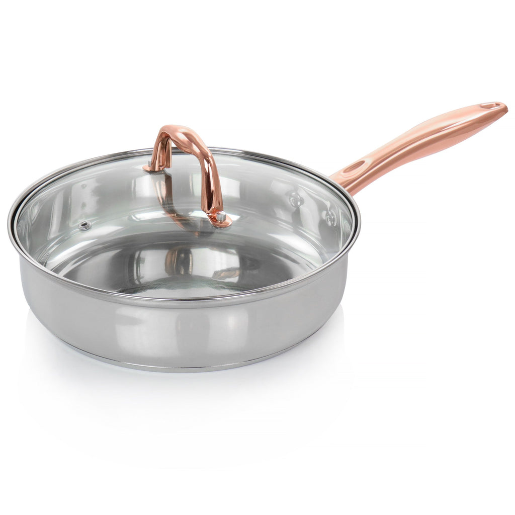 Batterie de cuisine Gibson Home Bransonville 8 pièces en acier inoxydable, chrome et bronze