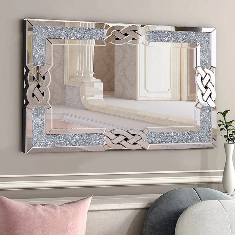 Miroir mural glamour avec accents de cristal et diamants