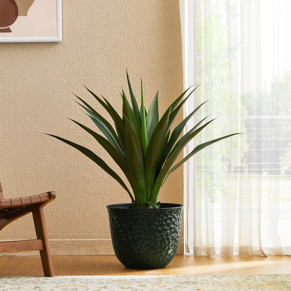 Glitzhome 19,75 H Pot de fleurs haut surdimensionné écologique en fausse céramique à texture diamant (lot de 2)