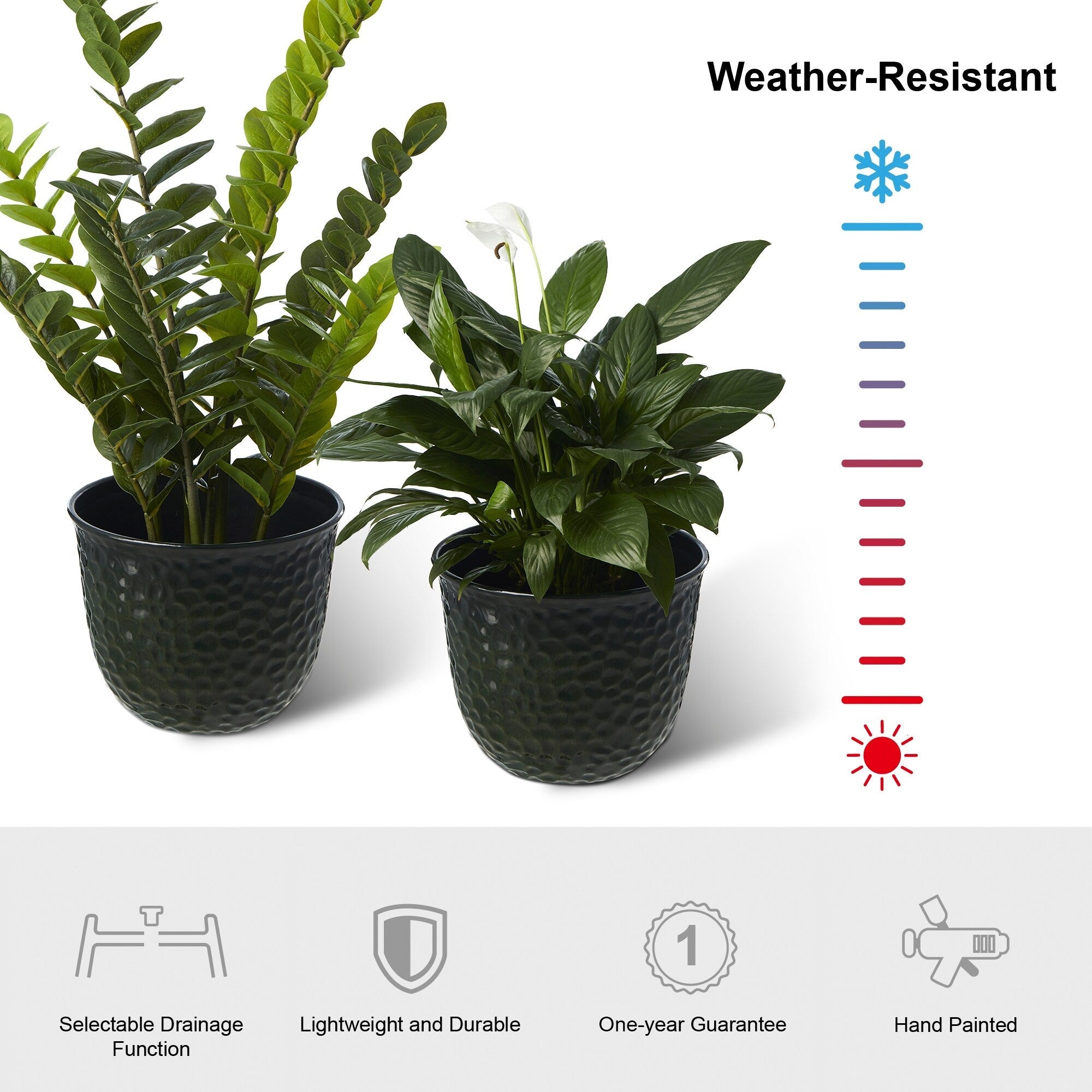 Glitzhome 19,75 H Pot de fleurs haut surdimensionné écologique en fausse céramique à texture diamant (lot de 2)