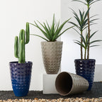 Glitzhome 19,75 H Pot de fleurs haut surdimensionné écologique en fausse céramique à texture diamant (lot de 2)