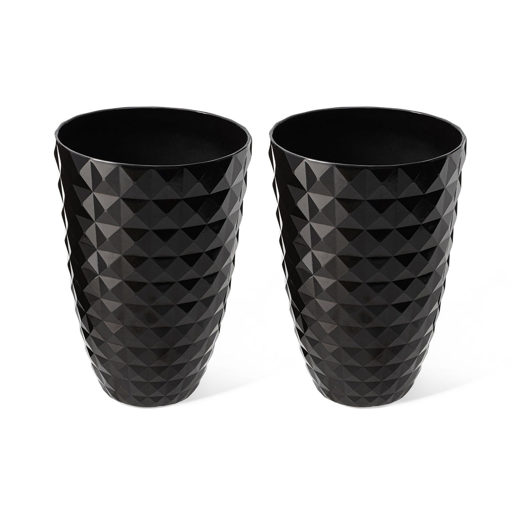 Glitzhome 19,75 H Pot de fleurs haut surdimensionné écologique en fausse céramique à texture diamant (lot de 2)
